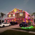 Christmas lights installation near me on residential roofline in Central Florida