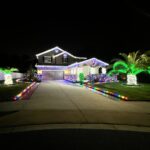 Christmas lights installation near me on residential roofline in Central Florida