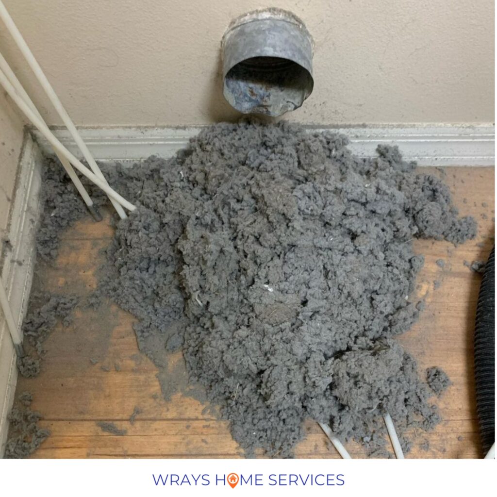 Lint removed during professional dryer vent cleaning in Central Florida