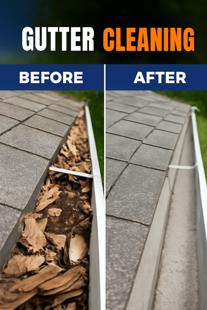 Gutter cleaning near me in central florida before and after image