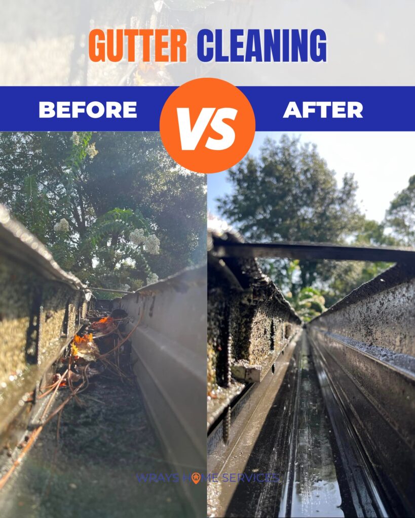 Before and after comparison of affordable gutter cleaning services in Florida homes