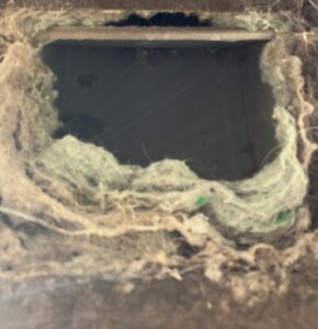 Dangerous lint and debris buildup inside clogged dryer vent -Dryer Vent Cleaning Edgewater FL Fire Hazard